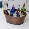 imageBREKX Copper Finish Drink Tubs  Insulated Party Mats for Parties Oval Ice Buckets for Parties Set of 2 tubs  2 Bar Mats Drink Buckets for Parties with Drip Mat for Cocktail BarCheers Copper