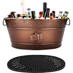 imagePersonalized Beverage Tub Plus Insulated Bar Mat  Wedding Gifts Housewarming Bridal Shower Unique Gifts Engagement Gifts for The Couple 15Qt Copper  Mat15qt Copper  Mat