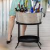 imageBREKX Aspen Stainless Steel Silver Beverage Tub with Stainless Steel Serving Tray  HeavyDuty Metal Ice and Drink Bucket for Parties Large Champagne Bucket with Tray for Mimosa Bar SuppliesSilver Tub W Stand