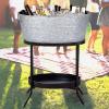 imageBREKX Aspen Stainless Steel Silver Beverage Tub with Stainless Steel Serving Tray  HeavyDuty Metal Ice and Drink Bucket for Parties Large Champagne Bucket with Tray for Mimosa Bar SuppliesAcid Wash W Stand