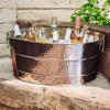 imageBREKX Aspen Stainless Steel Silver Beverage Tub with Stainless Steel Serving Tray  HeavyDuty Metal Ice and Drink Bucket for Parties Large Champagne Bucket with Tray for Mimosa Bar SuppliesStainless Steel