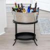 imageBREKX Aspen Stainless Steel Silver Beverage Tub with Stainless Steel Serving Tray  HeavyDuty Metal Ice and Drink Bucket for Parties Large Champagne Bucket with Tray for Mimosa Bar SuppliesSilver Tub W Stand