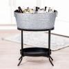imageBREKX Aspen Stainless Steel Silver Beverage Tub with Stainless Steel Serving Tray  HeavyDuty Metal Ice and Drink Bucket for Parties Large Champagne Bucket with Tray for Mimosa Bar SuppliesAcid Wash W Stand