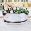 imageBREKX Aspen Stainless Steel Silver Beverage Tub with Stainless Steel Serving Tray  HeavyDuty Metal Ice and Drink Bucket for Parties Large Champagne Bucket with Tray for Mimosa Bar SuppliesSilver Tub W Tray