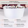 imageBREKX Aspen Stainless Steel Silver Beverage Tub with Stainless Steel Serving Tray  HeavyDuty Metal Ice and Drink Bucket for Parties Large Champagne Bucket with Tray for Mimosa Bar SuppliesWhite Tub W Stand