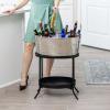 imageBREKX Aspen Stainless Steel Silver Beverage Tub with Stainless Steel Serving Tray  HeavyDuty Metal Ice and Drink Bucket for Parties Large Champagne Bucket with Tray for Mimosa Bar SuppliesSilver Tub W Stand
