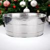 imageBREKX Aspen Stainless Steel Silver Beverage Tub with Stainless Steel Serving Tray  HeavyDuty Metal Ice and Drink Bucket for Parties Large Champagne Bucket with Tray for Mimosa Bar SuppliesSilver Tub W Stand