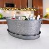 imageBREKX Aspen Stainless Steel Silver Beverage Tub with Stainless Steel Serving Tray  HeavyDuty Metal Ice and Drink Bucket for Parties Large Champagne Bucket with Tray for Mimosa Bar SuppliesAcid Wash W Tray