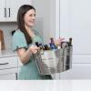 imageBREKX Aspen Stainless Steel Silver Beverage Tub with Stainless Steel Serving Tray  HeavyDuty Metal Ice and Drink Bucket for Parties Large Champagne Bucket with Tray for Mimosa Bar SuppliesSilver Tub W Tray