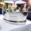 imageBREKX Aspen Stainless Steel Silver Beverage Tub with Stainless Steel Serving Tray  HeavyDuty Metal Ice and Drink Bucket for Parties Large Champagne Bucket with Tray for Mimosa Bar SuppliesSilver Tub W Tray