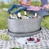 imageBREKX Aspen Stainless Steel Silver Beverage Tub with Stainless Steel Serving Tray  HeavyDuty Metal Ice and Drink Bucket for Parties Large Champagne Bucket with Tray for Mimosa Bar SuppliesAcid Wash W Tray