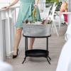 imageBREKX Aspen Stainless Steel Silver Beverage Tub with Stainless Steel Serving Tray  HeavyDuty Metal Ice and Drink Bucket for Parties Large Champagne Bucket with Tray for Mimosa Bar SuppliesAcid Wash W Stand