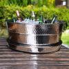 imageBREKX Aspen Stainless Steel Silver Beverage Tub with Stainless Steel Serving Tray  HeavyDuty Metal Ice and Drink Bucket for Parties Large Champagne Bucket with Tray for Mimosa Bar SuppliesSilver Tub W Tray