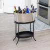 imageBREKX Aspen Stainless Steel Silver Beverage Tub with Stainless Steel Serving Tray  HeavyDuty Metal Ice and Drink Bucket for Parties Large Champagne Bucket with Tray for Mimosa Bar SuppliesSilver Tub W Stand