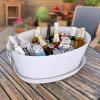 imageBREKX Aspen Stainless Steel Silver Beverage Tub with Stainless Steel Serving Tray  HeavyDuty Metal Ice and Drink Bucket for Parties Large Champagne Bucket with Tray for Mimosa Bar SuppliesWhite W Tray