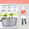 imageBREKX Aspen Stainless Steel Silver Beverage Tub with Stainless Steel Serving Tray  HeavyDuty Metal Ice and Drink Bucket for Parties Large Champagne Bucket with Tray for Mimosa Bar SuppliesAcid Wash W Stand