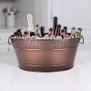 imageBREKX Colt Ice Buckets for Parties 16Bottle Ice Tub Drink Bucket Cooler with Handles Easy to Clean Glossy White Leak Resistant Finish Oval 15QT 4 Gallon Set of 2Copper