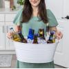 imageBREKX Colt Ice Buckets for Parties 16Bottle Ice Tub Drink Bucket Cooler with Handles Easy to Clean Glossy White Leak Resistant Finish Oval 15QT 4 Gallon Set of 2White
