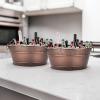 imageBREKX Colt Ice Buckets for Parties 16Bottle Ice Tub Drink Bucket Cooler with Handles Easy to Clean Glossy White Leak Resistant Finish Oval 15QT 4 Gallon Set of 2Copper