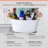 imageBREKX Colt Ice Buckets for Parties 16Bottle Ice Tub Drink Bucket Cooler with Handles Easy to Clean Glossy White Leak Resistant Finish Oval 15QT 4 Gallon Set of 2White