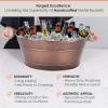 imageBREKX Colt Ice Buckets for Parties 16Bottle Ice Tub Drink Bucket Cooler with Handles Easy to Clean Glossy White Leak Resistant Finish Oval 15QT 4 Gallon Set of 2Copper