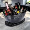 imageBREKX Galvanized Drinks Tubs with Insulated Bar Mats Set of 2 tubs  2 Bar Mats  Wine and Beer DripProof Party TubsBlack Party Set