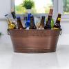 imageBREKX Galvanized Drinks Tubs with Insulated Bar Mats Set of 2 tubs  2 Bar Mats  Wine and Beer DripProof Party TubsCheers Copper