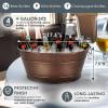 imageBREKX Galvanized Drinks Tubs with Insulated Bar Mats Set of 2 tubs  2 Bar Mats  Wine and Beer DripProof Party TubsCheers Copper