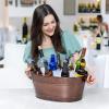 imageBREKX Galvanized Drinks Tubs with Insulated Bar Mats Set of 2 tubs  2 Bar Mats  Wine and Beer DripProof Party TubsCheers Copper