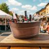imageBREKX Galvanized Drinks Tubs with Insulated Bar Mats Set of 2 tubs  2 Bar Mats  Wine and Beer DripProof Party TubsCheers Copper