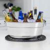 imageBREKX Galvanized Drinks Tubs with Insulated Bar Mats Set of 2 tubs  2 Bar Mats  Wine and Beer DripProof Party TubsSilver Party Set