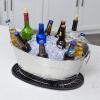 imageBREKX Galvanized Drinks Tubs with Insulated Bar Mats Set of 2 tubs  2 Bar Mats  Wine and Beer DripProof Party TubsSilver Party Set