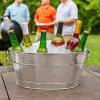 imageBREKX Galvanized Drinks Tubs with Insulated Bar Mats Set of 2 tubs  2 Bar Mats  Wine and Beer DripProof Party TubsStainless Steel