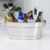 imageBREKX Galvanized Drinks Tubs with Insulated Bar Mats Set of 2 tubs  2 Bar Mats  Wine and Beer DripProof Party TubsStainless Steel
