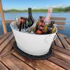 imageBREKX Galvanized Drinks Tubs with Insulated Bar Mats Set of 2 tubs  2 Bar Mats  Wine and Beer DripProof Party TubsWhite Party Set