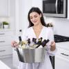 imageBREKX Stainless Steel Beverage Tub and Ice Bucket with Lid and Scoop Party Set Silver Cocktail Barware Set