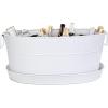 imageBREKX Aspen Stainless Steel Silver Beverage Tub with Stainless Steel Serving Tray  HeavyDuty Metal Ice and Drink Bucket for Parties Large Champagne Bucket with Tray for Mimosa Bar SuppliesWhite W Tray