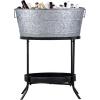 imageBREKX Aspen Stainless Steel Silver Beverage Tub with Stainless Steel Serving Tray  HeavyDuty Metal Ice and Drink Bucket for Parties Large Champagne Bucket with Tray for Mimosa Bar SuppliesAcid Wash W Stand