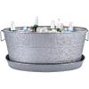 imageBREKX Aspen Stainless Steel Silver Beverage Tub with Stainless Steel Serving Tray  HeavyDuty Metal Ice and Drink Bucket for Parties Large Champagne Bucket with Tray for Mimosa Bar SuppliesAcid Wash W Tray
