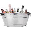 imageBREKX Galvanized Drinks Tubs with Insulated Bar Mats Set of 2 tubs  2 Bar Mats  Wine and Beer DripProof Party TubsStainless Steel