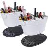 imageBREKX Galvanized Drinks Tubs with Insulated Bar Mats Set of 2 tubs  2 Bar Mats  Wine and Beer DripProof Party TubsWhite Party Set
