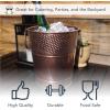imageBREKX Berkshire Copper Finish Galvanized Wine Bucket Leak amp Rust Resistant Sealed Ice and Drink Holder with Handles 5 QuartsCopper