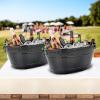 imageBREKX Black Beverage Tubs for Parties Oval 16Bottle Drink Bucket Coolers 15 Quarts 4 Gallon Metal Buckets for Party  Black Set of 2Black