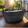 imageBREKX Black Beverage Tubs for Parties Oval 16Bottle Drink Bucket Coolers 15 Quarts 4 Gallon Metal Buckets for Party  Black Set of 2Black