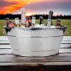 imageBREKX Black Beverage Tubs for Parties Oval 16Bottle Drink Bucket Coolers 15 Quarts 4 Gallon Metal Buckets for Party  Black Set of 2Stainless Steel
