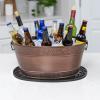 imageBREKX Copper Finish Drink Tub  2 Insulated Party Mats for Parties 1 Tub  2 Bar Mats Drink Buckets for Parties with Drip Mat for Cocktail Bar