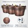 imageBREKX Old Tavern CopperFinish Beverage Bucket Wine Drink Buckets for Parties 15 Quarts Metal Bucket Ice Buckets for Bar Leak Resistant Galvanized Bucket or Storage Baskets Set of 3Copper Set of 3 15 Quart