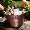 imageBREKX Old Tavern CopperFinish Beverage Bucket Wine Drink Buckets for Parties 15 Quarts Metal Bucket Ice Buckets for Bar Leak Resistant Galvanized Bucket or Storage Baskets Set of 3Copper Single 15 Quart