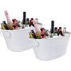 imageBREKX Black Beverage Tubs for Parties Oval 16Bottle Drink Bucket Coolers 15 Quarts 4 Gallon Metal Buckets for Party  Black Set of 2White