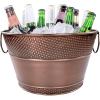 imageBREKX Old Tavern CopperFinish Beverage Bucket Wine Drink Buckets for Parties 15 Quarts Metal Bucket Ice Buckets for Bar Leak Resistant Galvanized Bucket or Storage Baskets Set of 3Copper Single 15 Quart